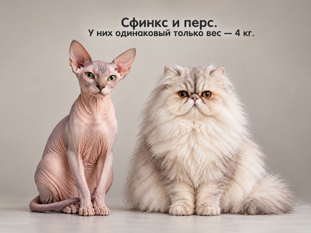 Кошки одного веса, но разных размеров