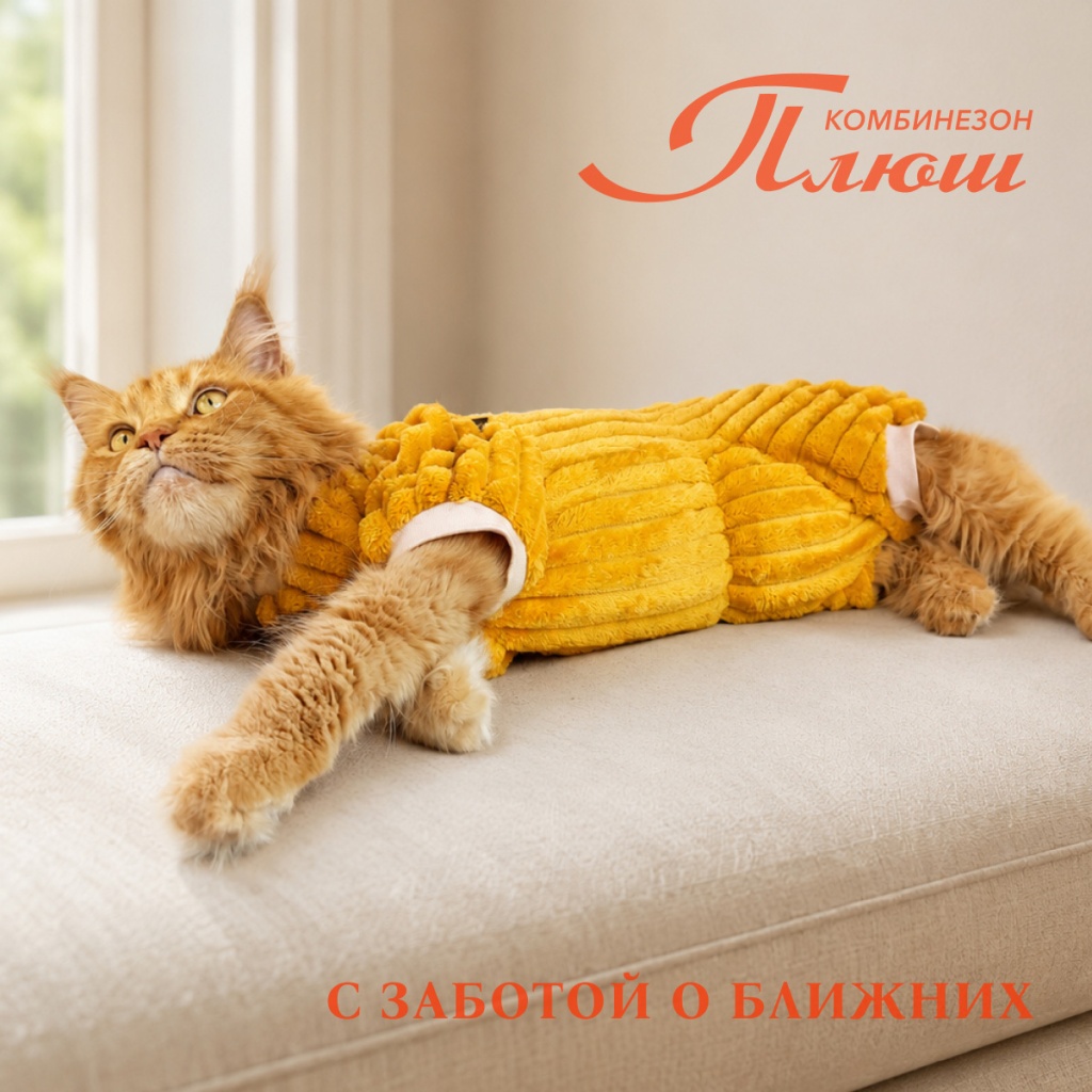 Плюшевый комбинезон для мейн-куна